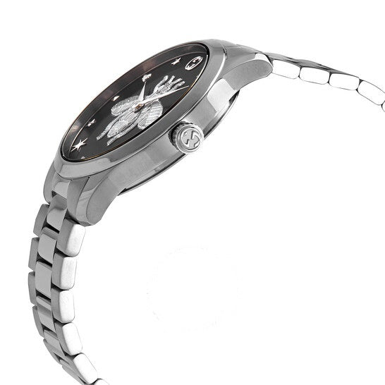 Gucci G-Timeless Quartz Black Dial Silver Steel Strap Watch For Women - YA1264136