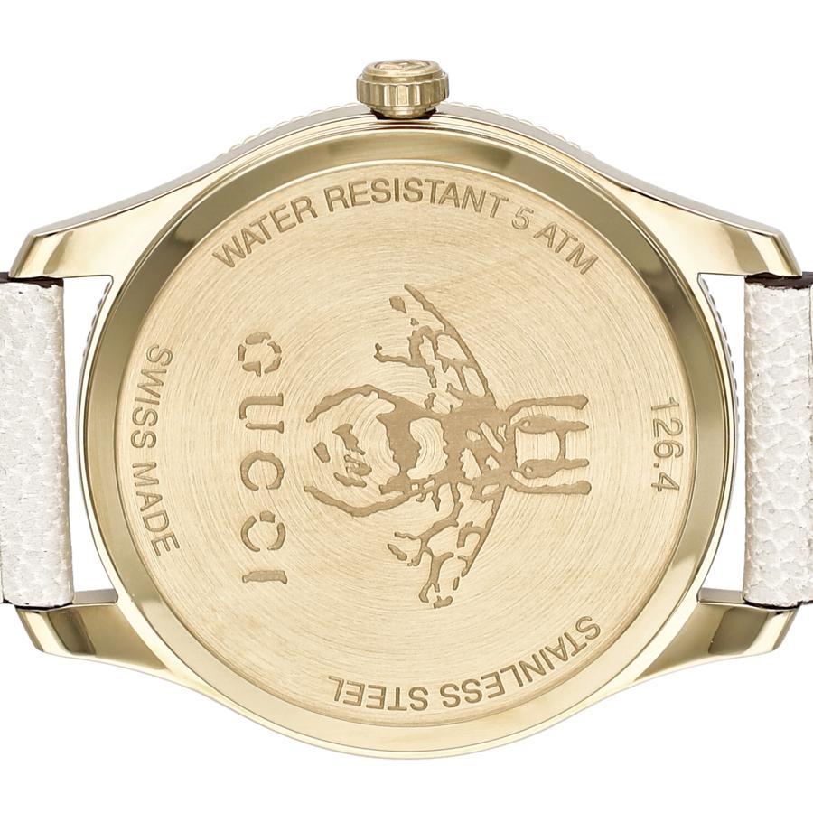 Gucci G-Timeless Gold Dial Leather Strap Women's Watch YA1264180