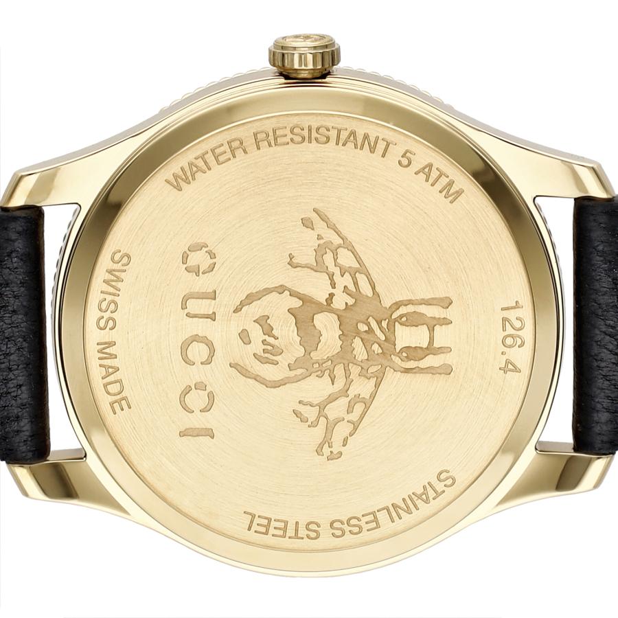 G-Timeless caseback engraved with Gucci bee motif and water resistant 5 ATM marking