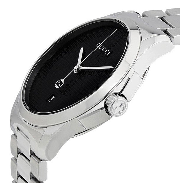 Gucci G-Timeless Black Dial Silver Steel Strap Watch For Men - YA126460