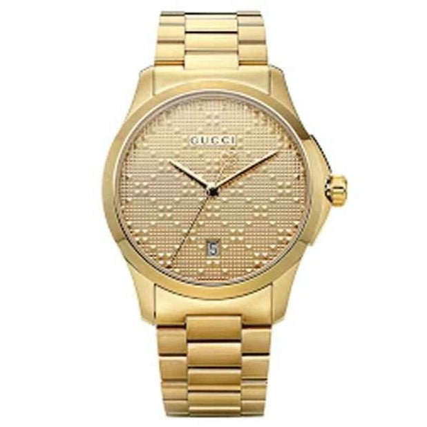 Gucci G-Timeless Yellow Gold Diamond Pattern Dial Unisex Watch YA126461