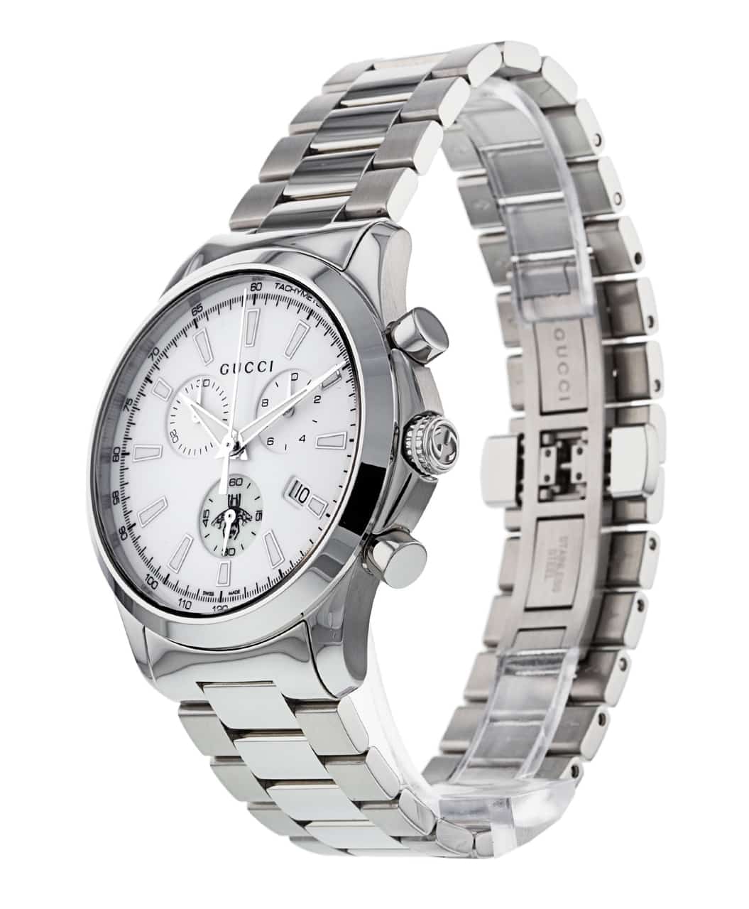 Gucci G-Timeless 38mm Quartz Steel Silver Dial Chronograph Men Watch - YA126472