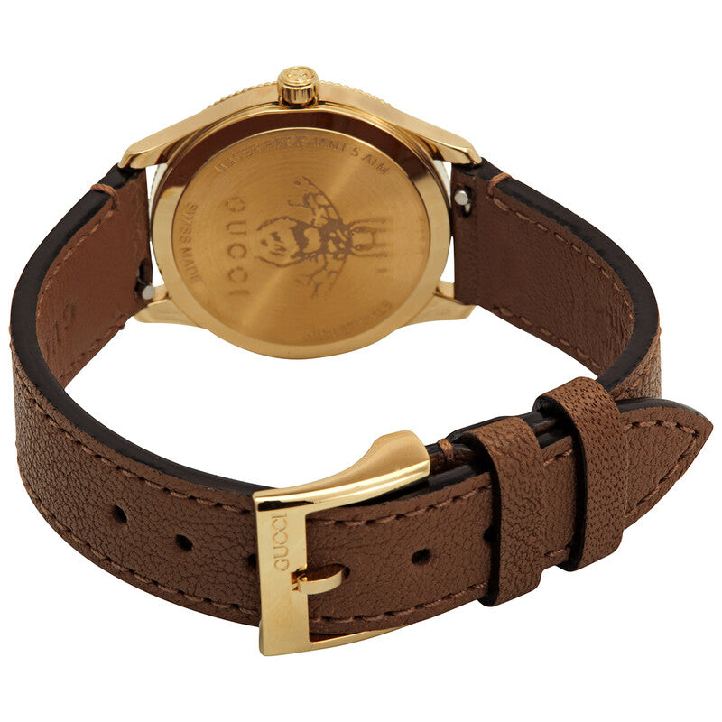 Gucci G-Timeless Quartz Silver Dial Brown Leather Strap Watch For Women - YA1265022