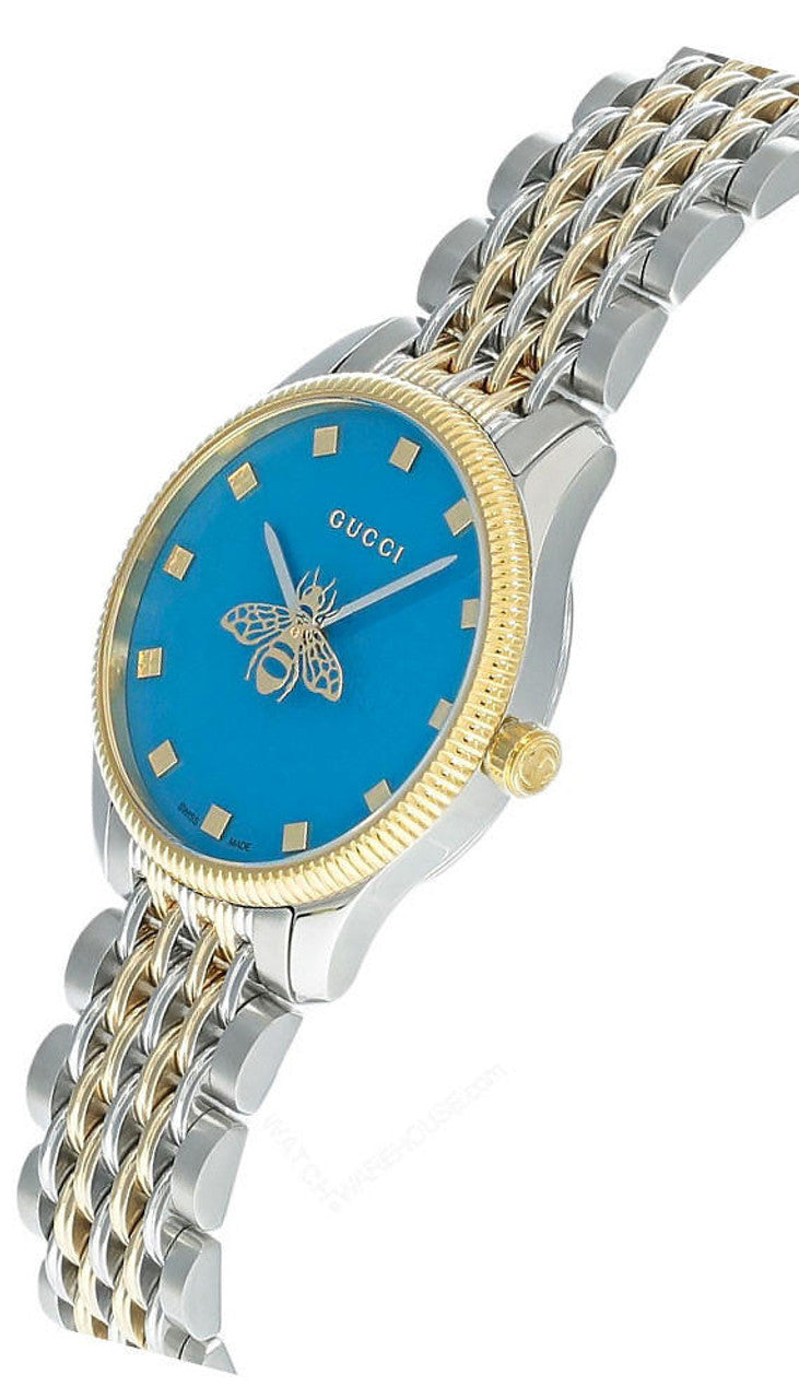 Gucci G-Timeless Quartz Blue Dial Two Tones Ladies Watch YA1265029