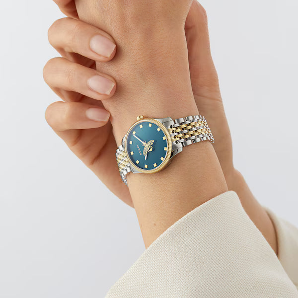 Gucci G-Timeless Quartz Blue Dial Two Tones Ladies Watch YA1265029