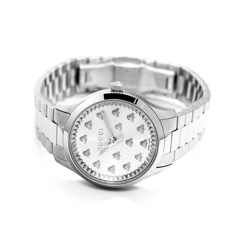 GUCCI G-Timeless 32MM Quartz S-Steel Silver Dial Women's Watch YA1265031