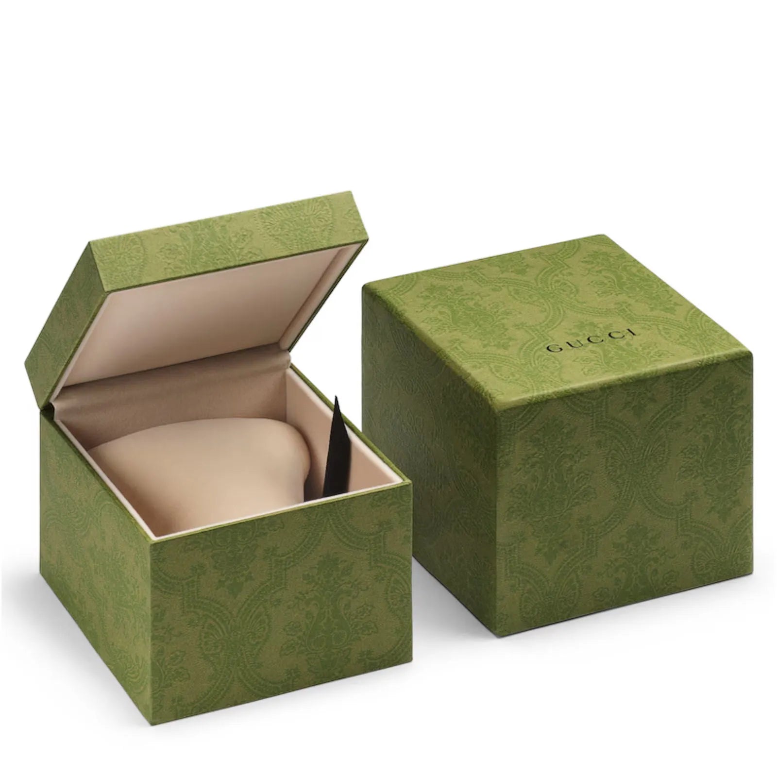 Gucci G Timeless watch in green patterned presentation box