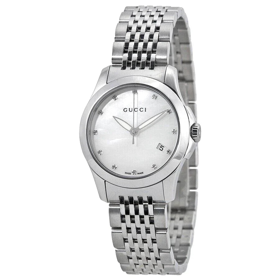 GUCCI G-Timeless Mother of Pearl Dial Diamond Women's Watch YA126504