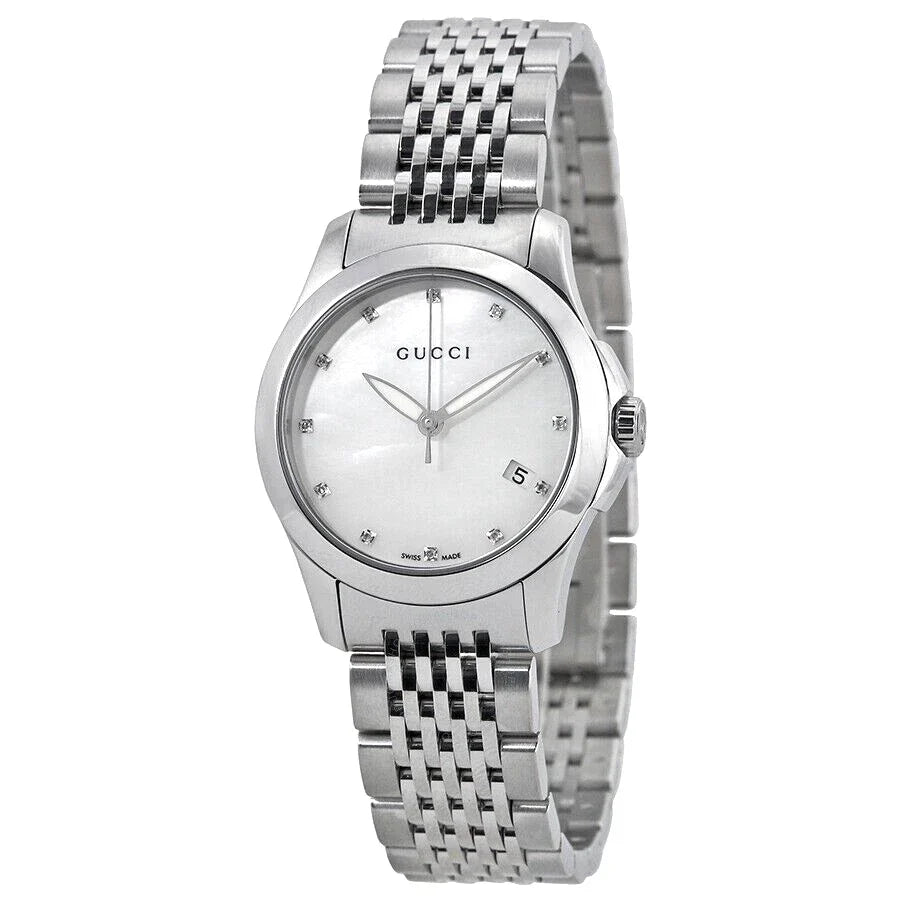 GUCCI G-Timeless Mother of Pearl Dial Diamond Women's Watch YA126504