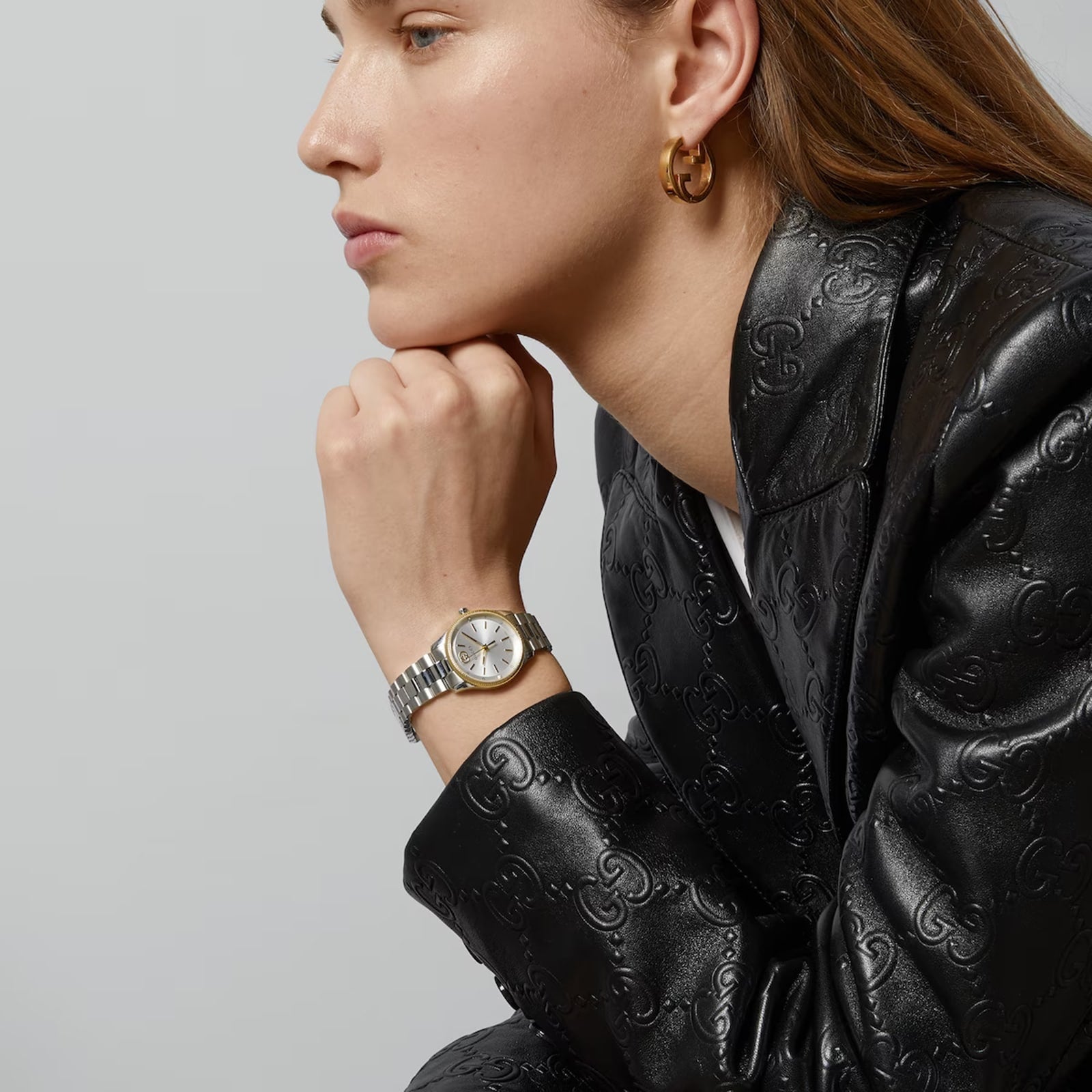 GUCCI G-Timeless 29MM SS Silver Dial Two-Tone Women's Watch YA1265063