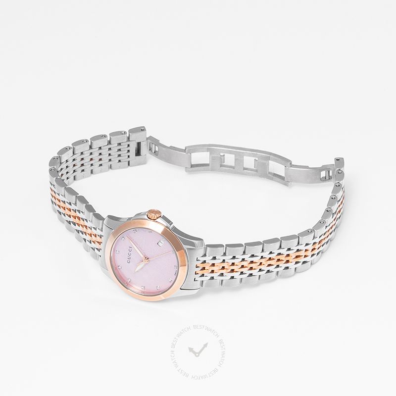 G-Timeless Quartz Pink Dial Stainless Steel Ladies Watch - YA126538