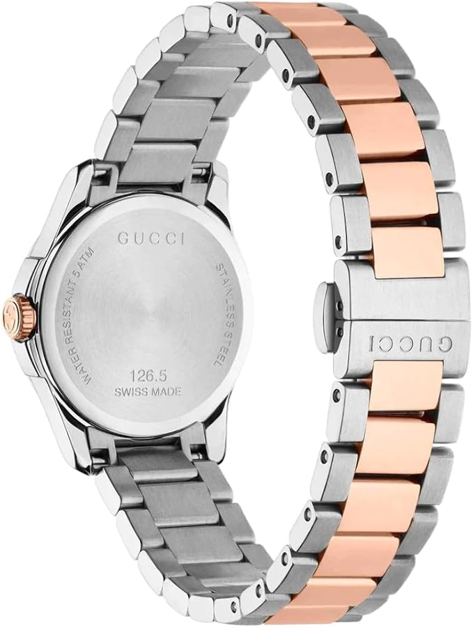 Gucci G-Timeless Silver Dial Rose Gold and Stainless Steel Women's Watch YA126564