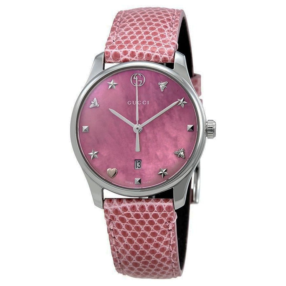 Gucci G-Timeless Quartz Pink Dial Stainless Steel Ladies Watch YA126586