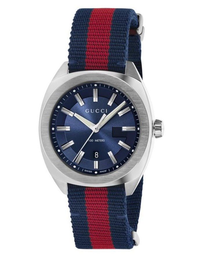 Gucci GG2570 watch angled view showing case profile and strap detail