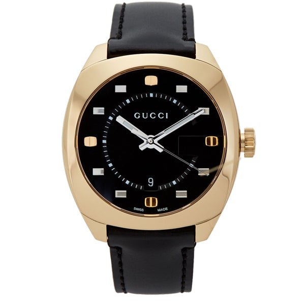 Gucci GG2570 Black Dial Black Leather Men's Watch YA142310