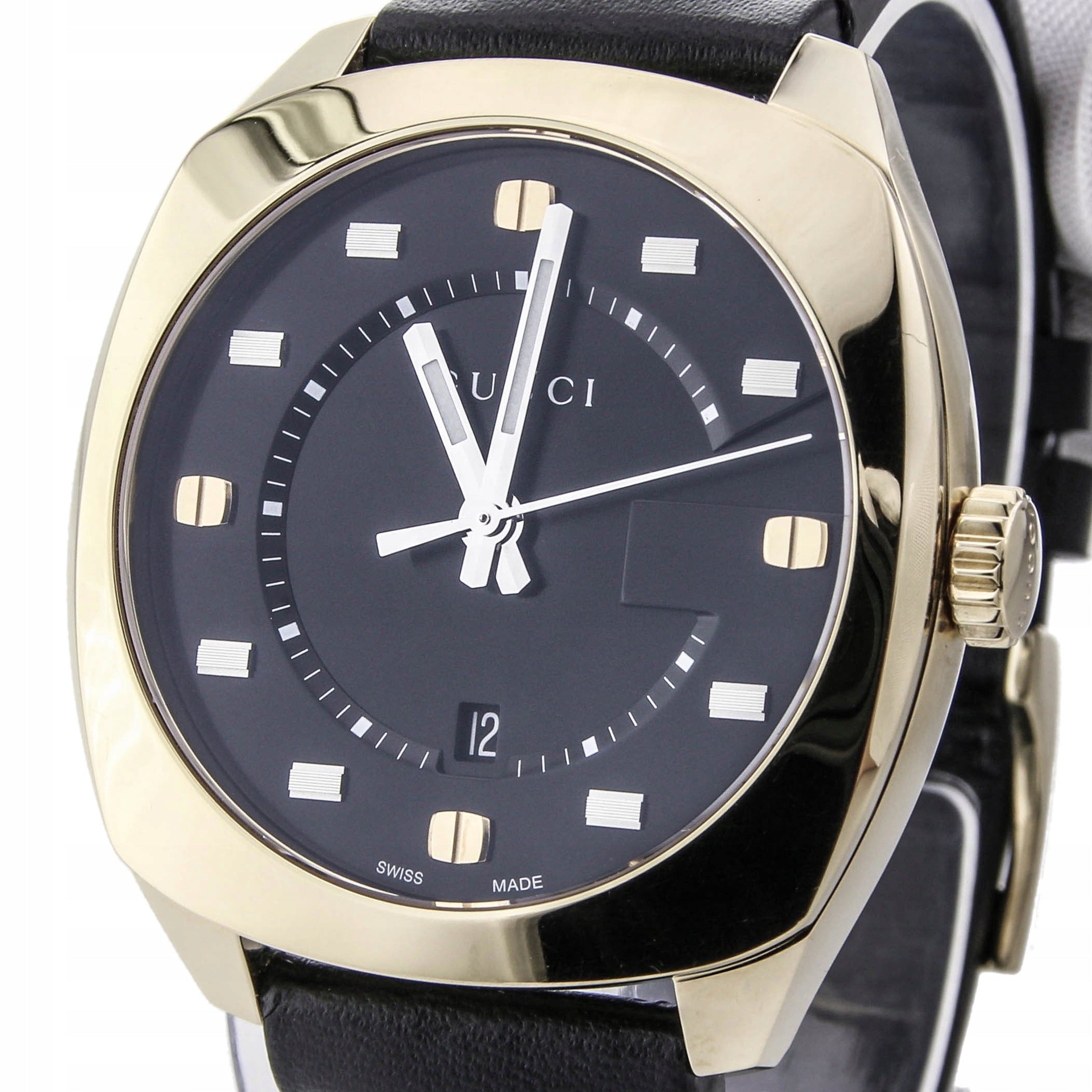 Gucci GG2570 Black Dial Black Leather Men's Watch YA142310