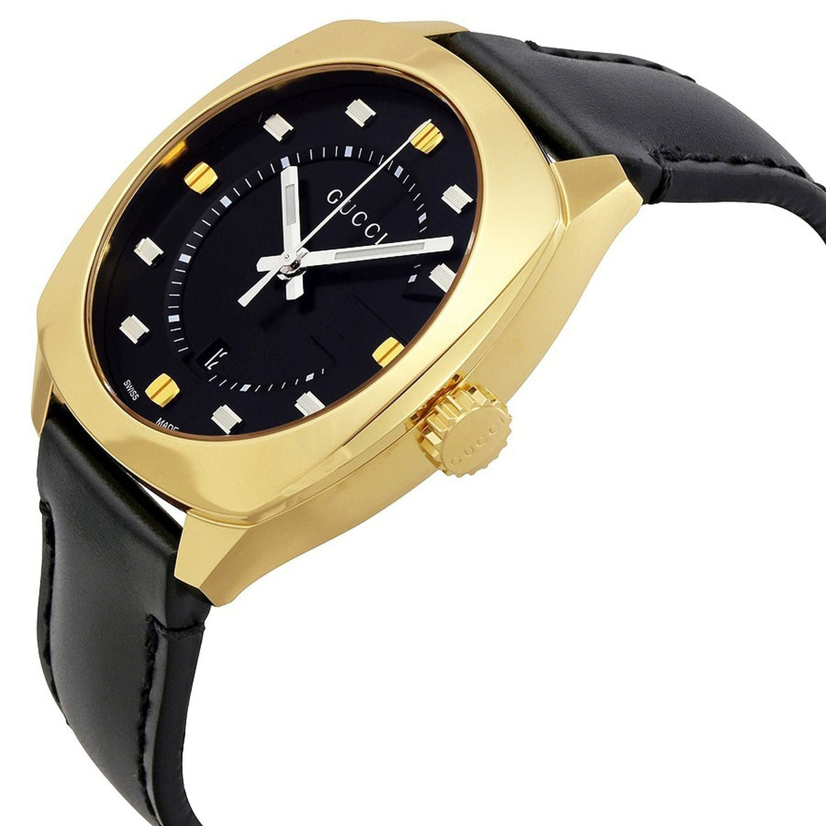 Gucci GG2570 Black Dial Black Leather Men's Watch YA142310
