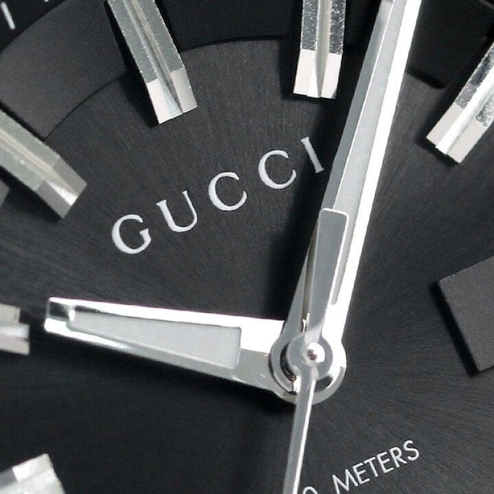 Pre-Owned Gucci GG2570 Stainless Steel Black Dial Date Quartz Mens Watch - YA142401