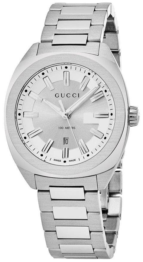 Gucci GG2570 silver dial stainless steel men's watch front view