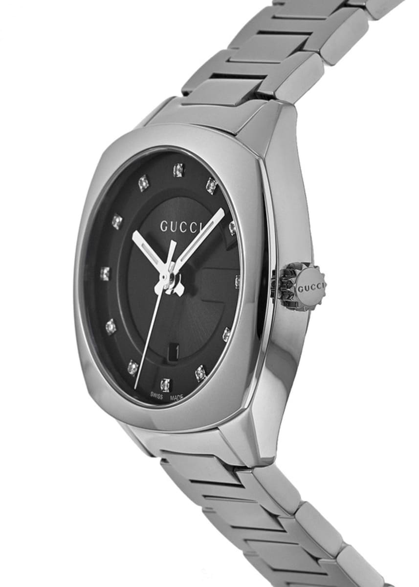 Gucci GG2570 Black Dial Diamond Stainless Steel Ladies Watch - YA142503