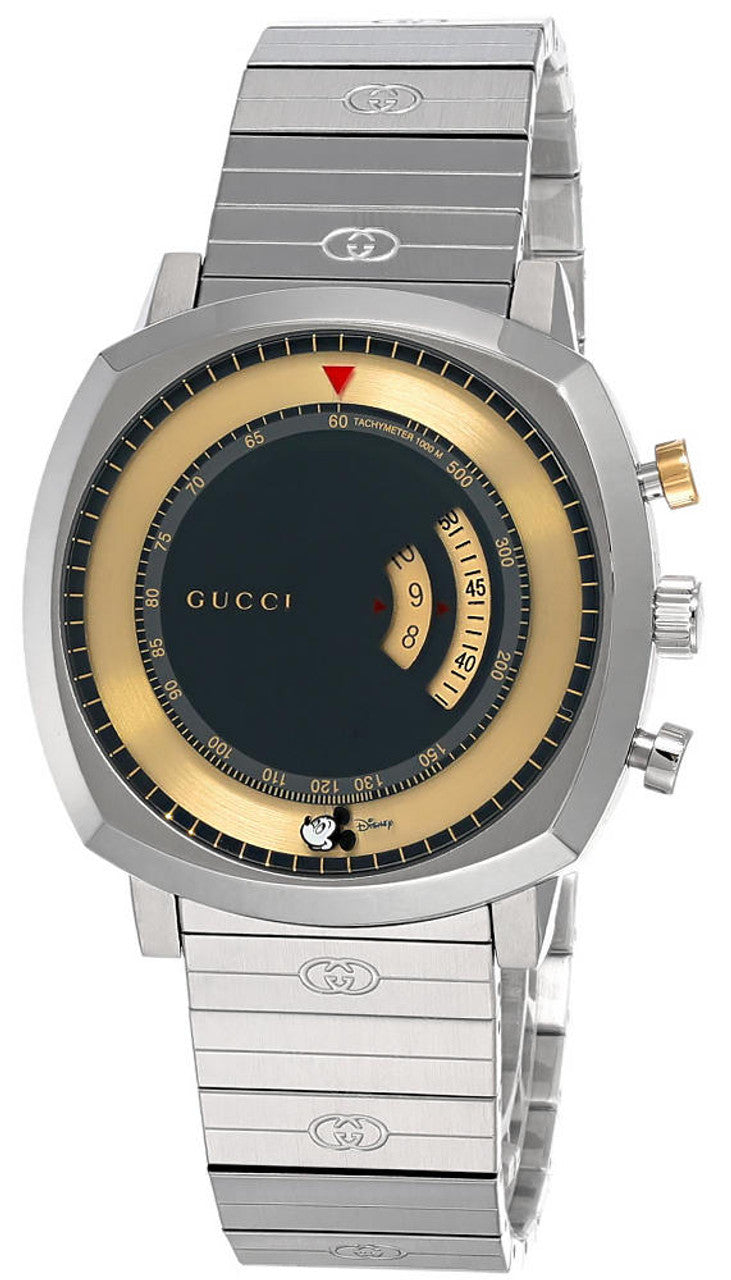 GUCCI Grip Disney Mickey Mouse 40MM QTZ SS YLW-Gold Men's Watch YA157307
