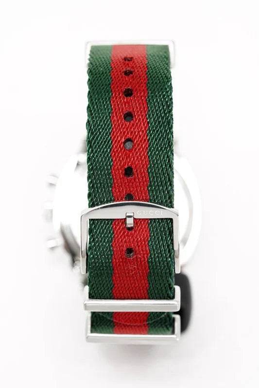 Gucci Quartz Grip Chronograph Green and Red Nylon Strap Men's Watch YA157304