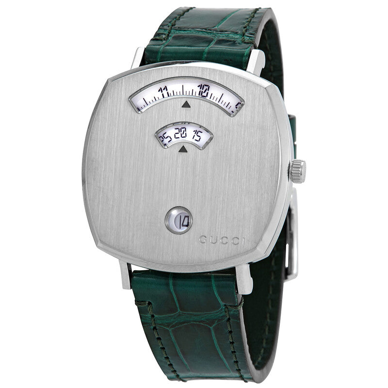 Gucci Grip Stainless Steel Green Leather Strap Women's Watch YA157404