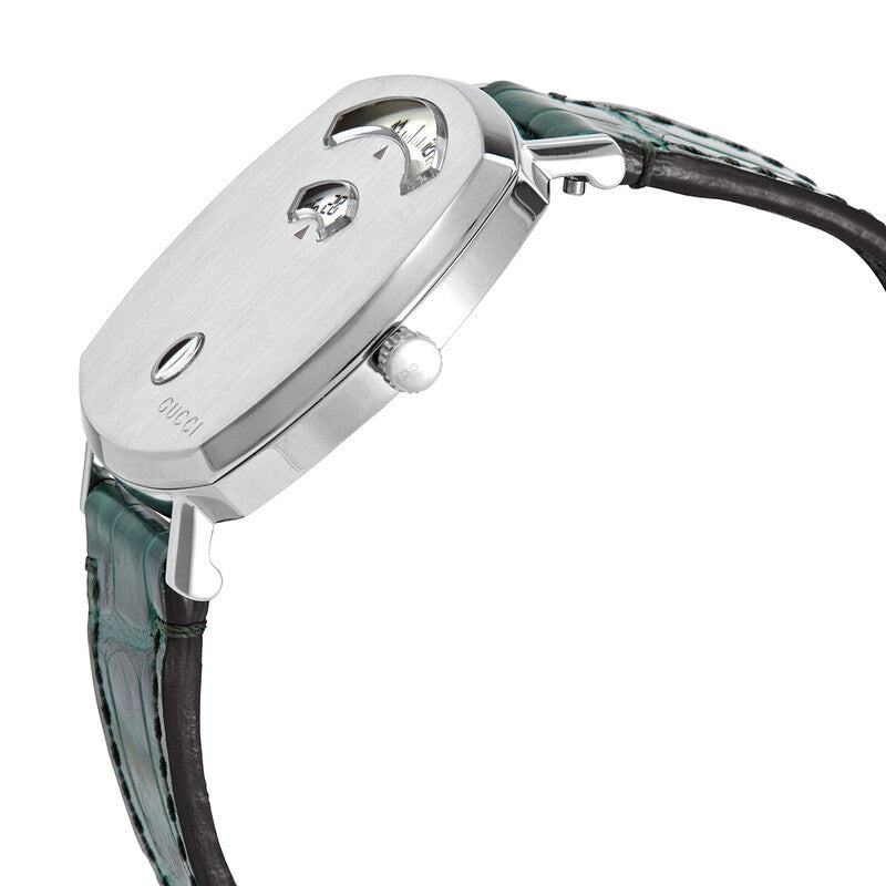 Gucci Grip Stainless Steel Green Leather Strap Women's Watch YA157404
