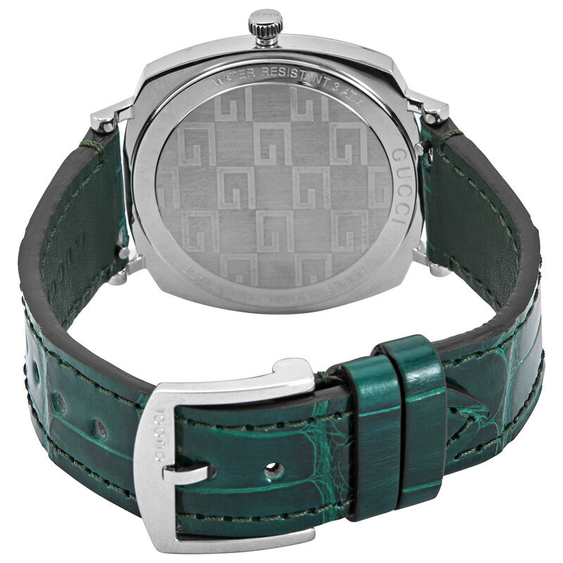 Gucci Grip Stainless Steel Green Leather Strap Women's Watch YA157404