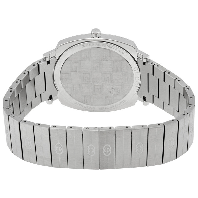 Gucci Grip caseback view showing stainless steel bracelet and GG pattern