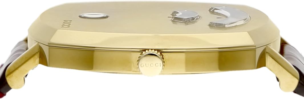 Top view of Gucci Grip watch case with crown and integrated lugs