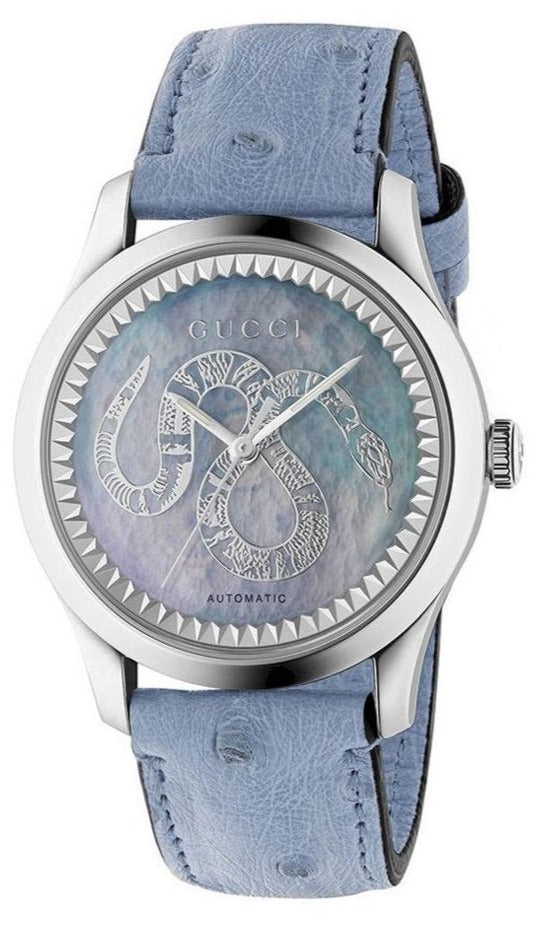 Gucci G-Timeless Automatic Transparent Mother of Pearl Dial Ladies Watch YA1264113