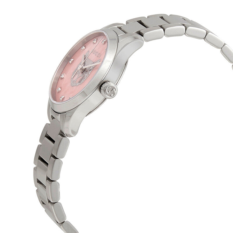 Gucci G-Timeless Diamond Accents Pink Mother of Pearl Dial Quartz Women's Watch - YA1265025