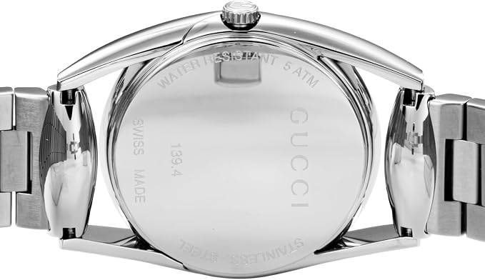 Gucci Horsebit watch caseback showing Gucci branding and waterproof engraving