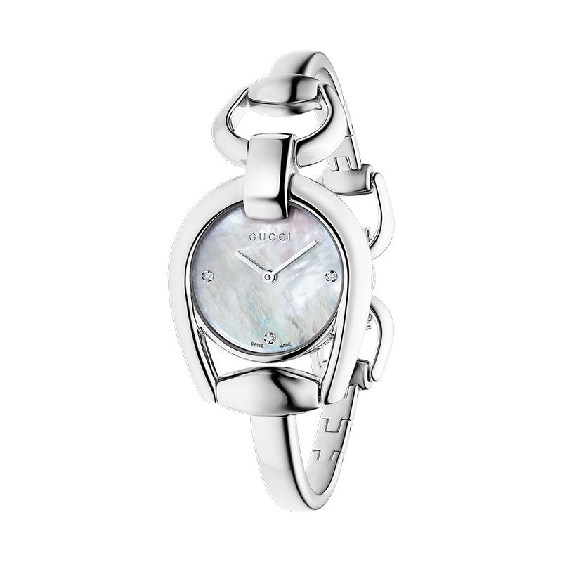 Gucci Horsebit Mother Of Pearl Diamond Dial Women's Watch YA139506