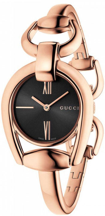 Gucci Horsebit Black Dial Rose Gold Women's Watch YA139507