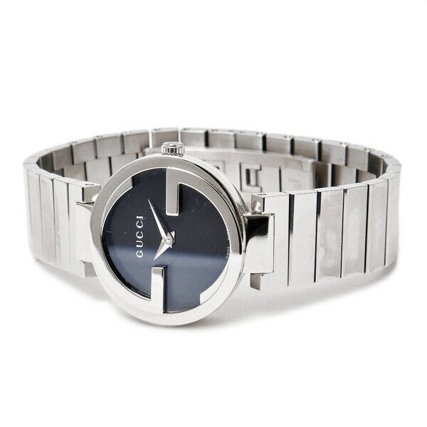 Gucci Interlocking G Black Dial Stainless Steel Ladies Watch YA133502
