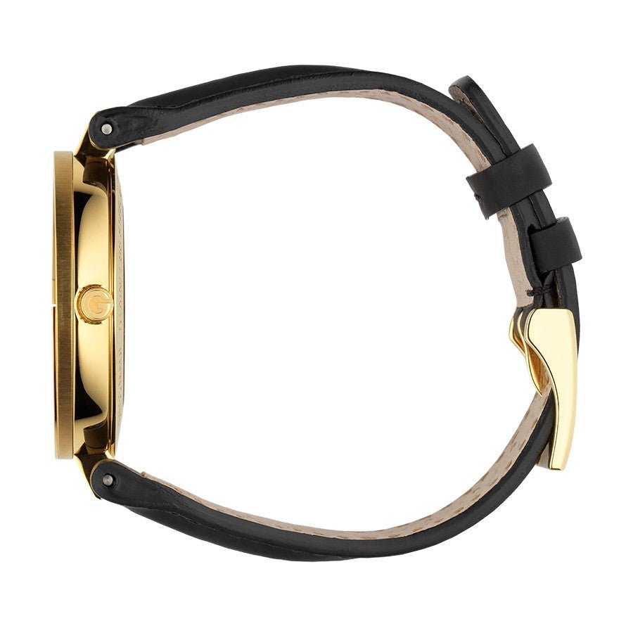 Gucci Interlocking Black Dial Black Leather Unisex Watch YA133326