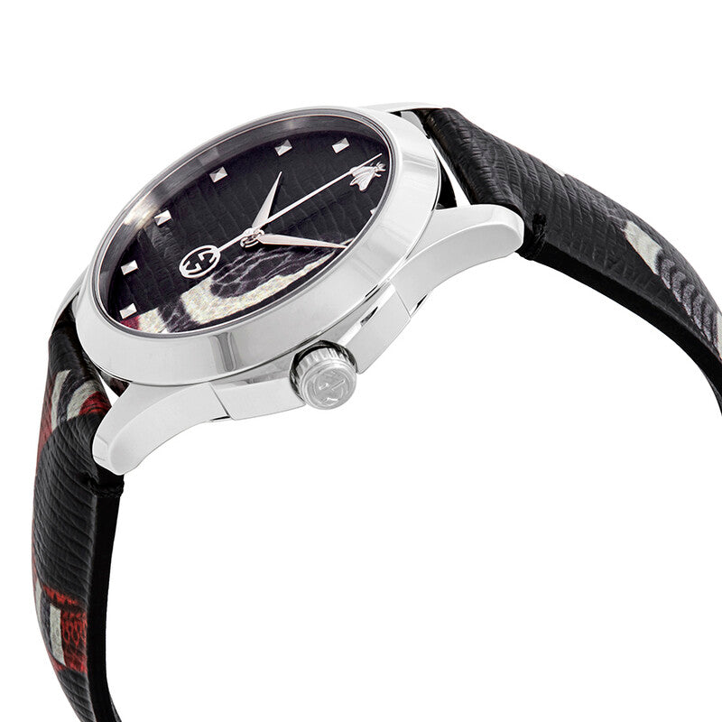 Gucci Le Marche Des Merveilles Black Dial Leather Strap Women's Watch YA1264007