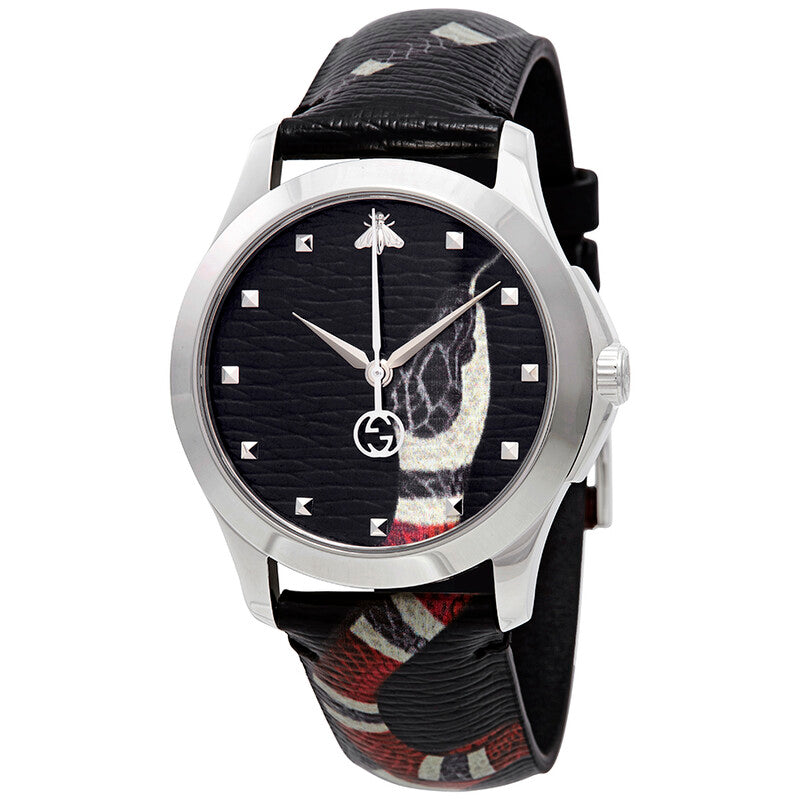 Gucci Le Marche Des Merveilles Black Dial Leather Strap Women's Watch YA1264007