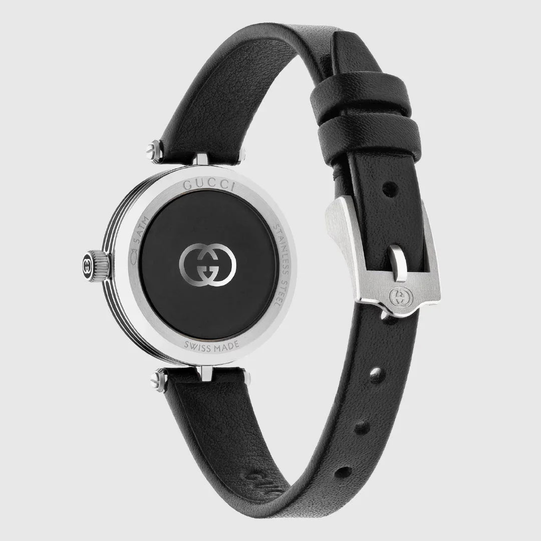 Gucci Model 2000 Quartz 24mm Black Leather Women's Watch YA167503