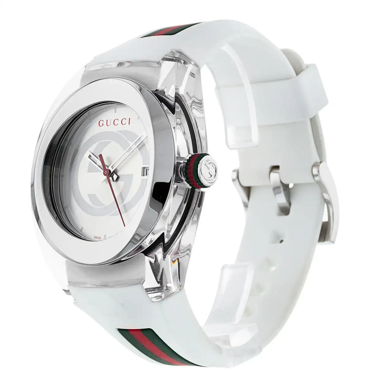 Gucci Sync White Dial Rubber Strap Unisex Watch YA137102