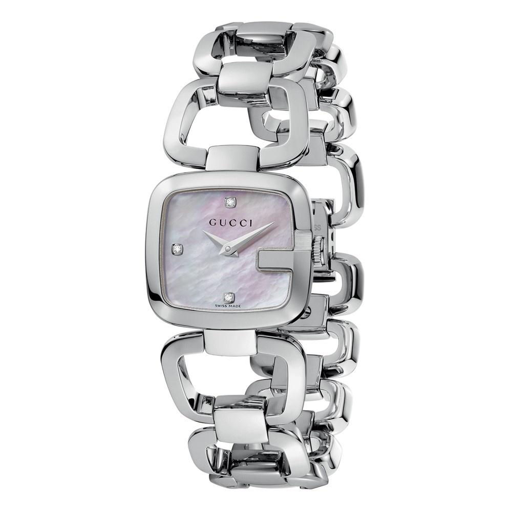 Gucci YA125502 Mother of Pearl Dial Stainless Steel Diamond Ladies Watch