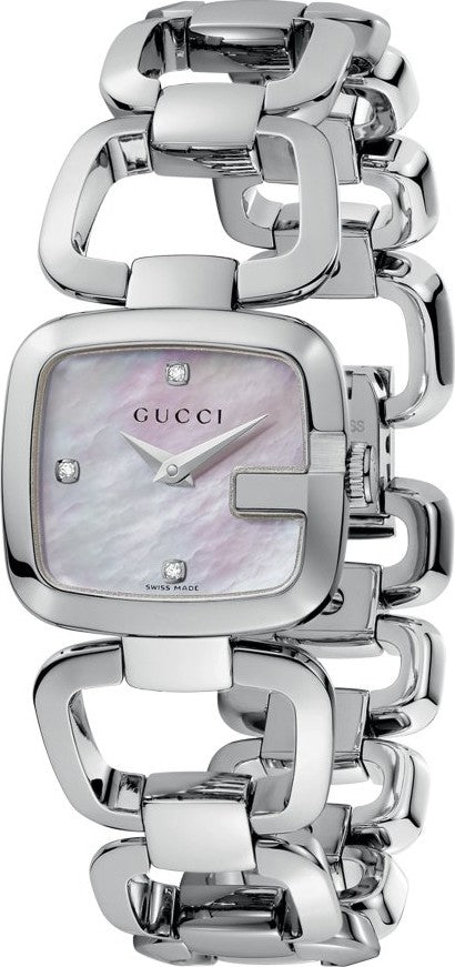Gucci YA125502 Mother of Pearl Dial Stainless Steel Diamond Ladies Watch