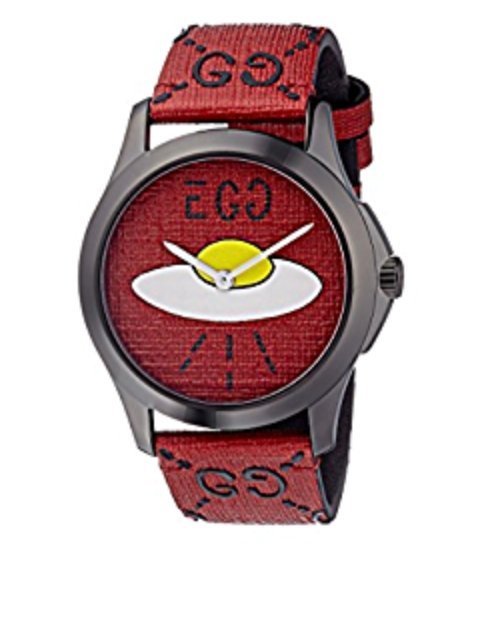 Gucci YA1264023 red UFO dial watch with black PVD case and fabric strap