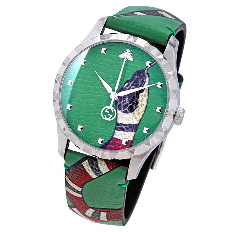 Gucci Le Marche Des Merveilles Pastel Soft Green Dial with Kingsnake Head Print Watch YA1264081
