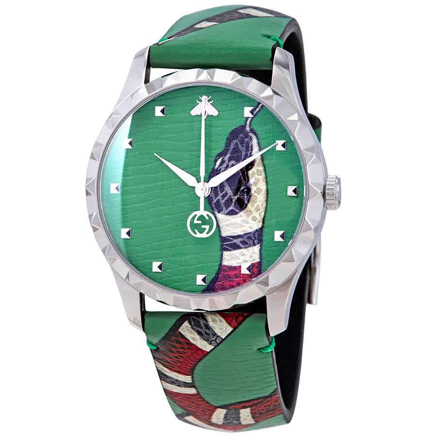 Gucci Le Marche Des Merveilles Pastel Soft Green Dial with Kingsnake Head Print Watch YA1264081