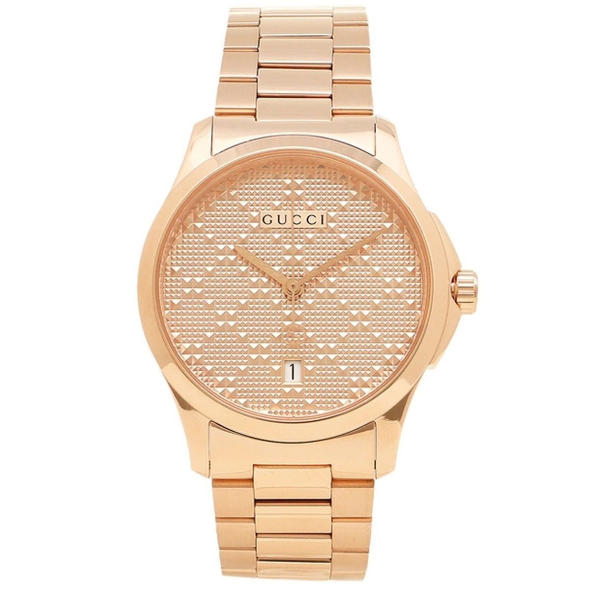 Gucci YA126482 Men's G-Timeless Rose Gold Diamond Pattern Quartz Watch