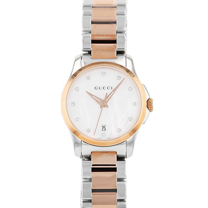 Gucci G Timeless watch featuring mother of pearl dial with diamond indices