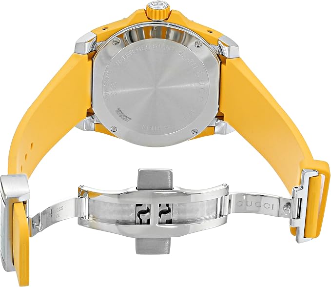 GUCCI 40MM Yellow Embroidered Tiger Dial Silicone Men's Watch YA136317